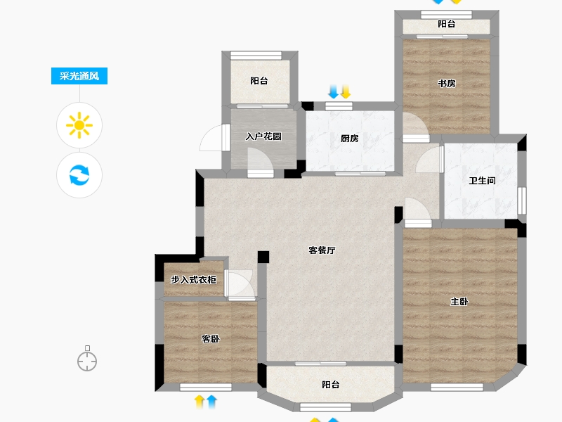 江苏省-南京市-金浦御龙湾E5户型100m²-80.03-户型库-采光通风