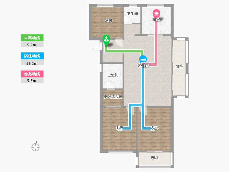 湖南省-长沙市-澳海澜庭38号楼建面131㎡-104.80-户型库-动静线