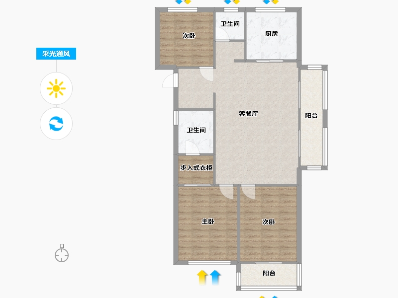 湖南省-长沙市-澳海澜庭38号楼建面131㎡-104.80-户型库-采光通风