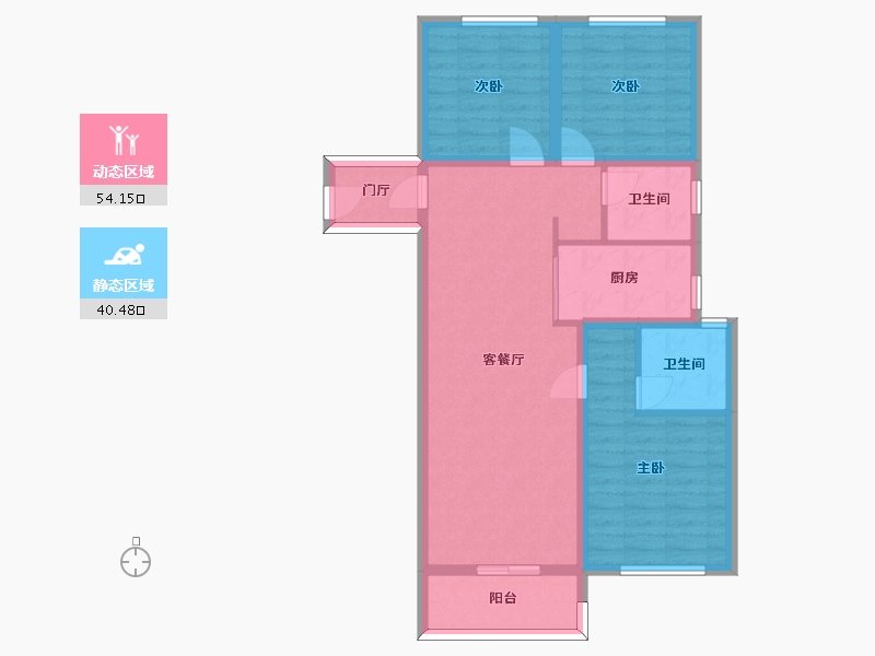 湖南省-长沙市-澳海望洲府G5号楼建面105m2-84.01-户型库-动静分区