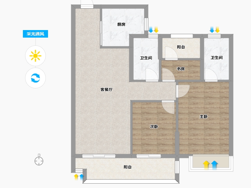 湖南省-长沙市-澳海文澜府4号栋建面101㎡-81.06-户型库-采光通风