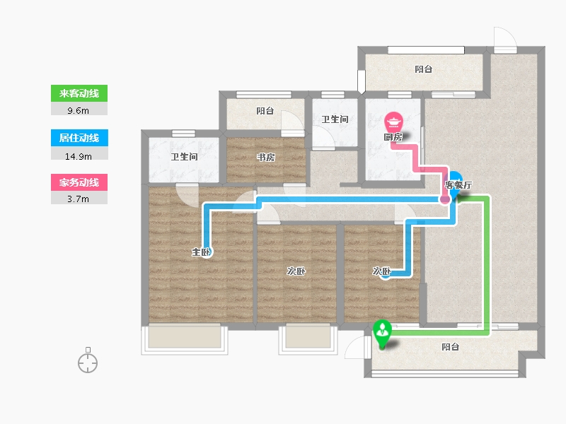 湖南省-长沙市-澳海文澜府4号栋建面132㎡-108.12-户型库-动静线