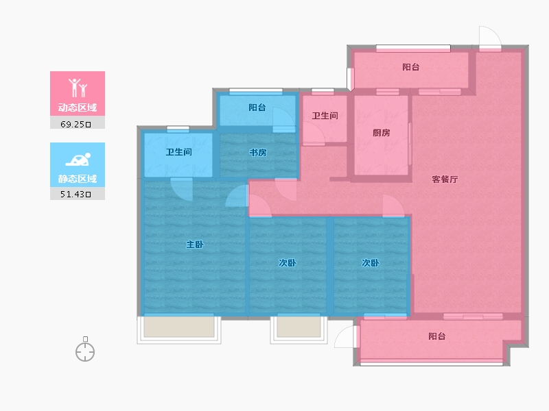 湖南省-长沙市-澳海文澜府4号栋建面132㎡-108.12-户型库-动静分区