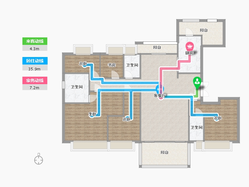 湖南省-长沙市-碧桂园高尔夫花园建面190m2-159.03-户型库-动静线