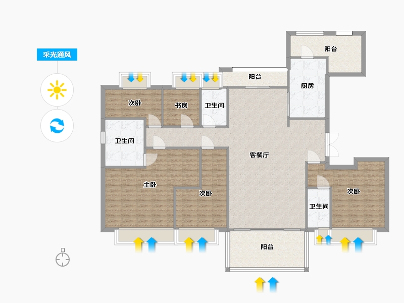 湖南省-长沙市-碧桂园高尔夫花园建面190m2-159.03-户型库-采光通风