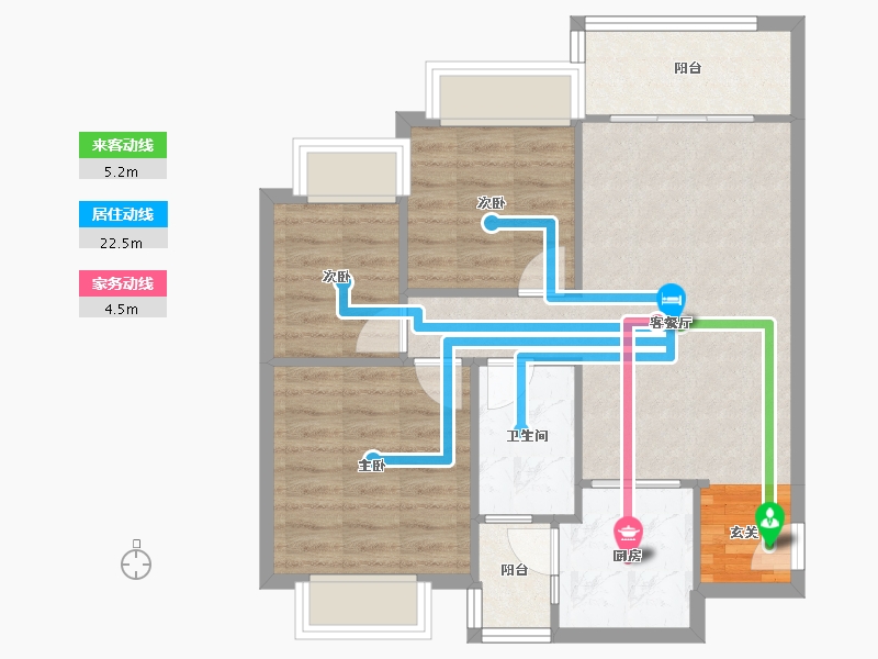 四川省-成都市-恒大滨河左岸二期A1户型97m²-69.34-户型库-动静线