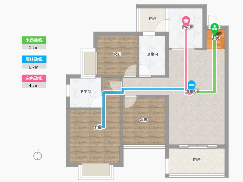 四川省-成都市-恒大滨河左岸二期C户型108m²-82.26-户型库-动静线