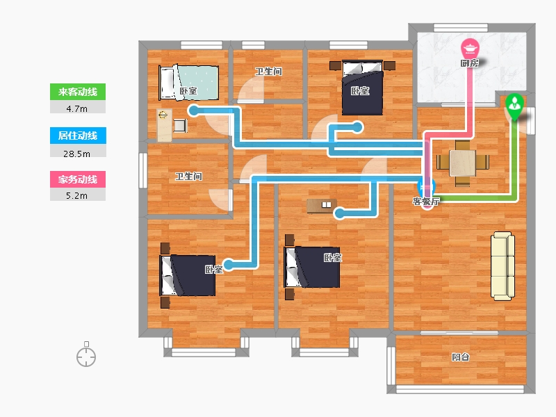 江苏省-南京市-银城旭辉云台天境10,13,15,14,11,12幢120m²-96.00-户型库-动静线