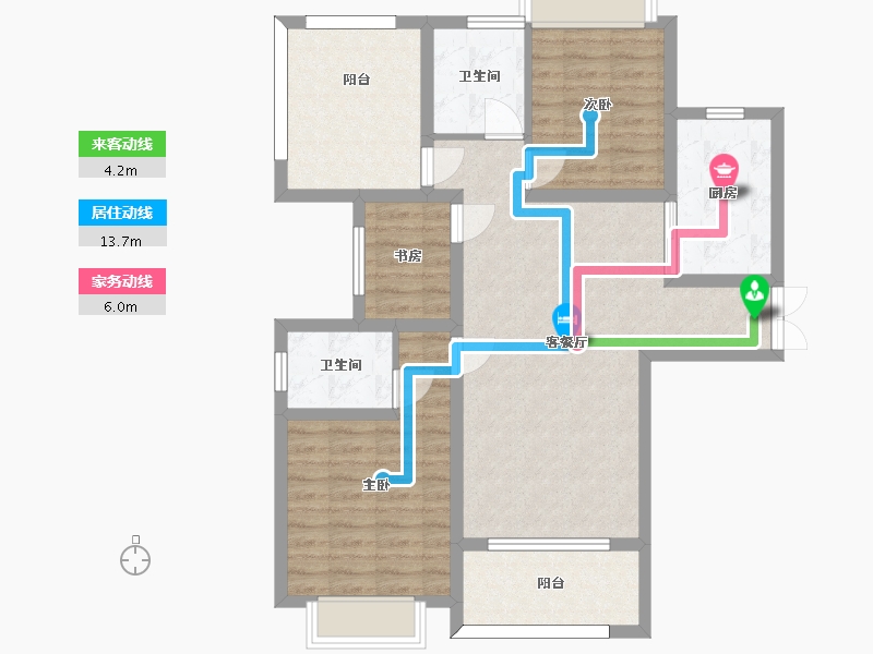 湖南省-长沙市-帝辰金缇水郡6栋建面121㎡-90.16-户型库-动静线