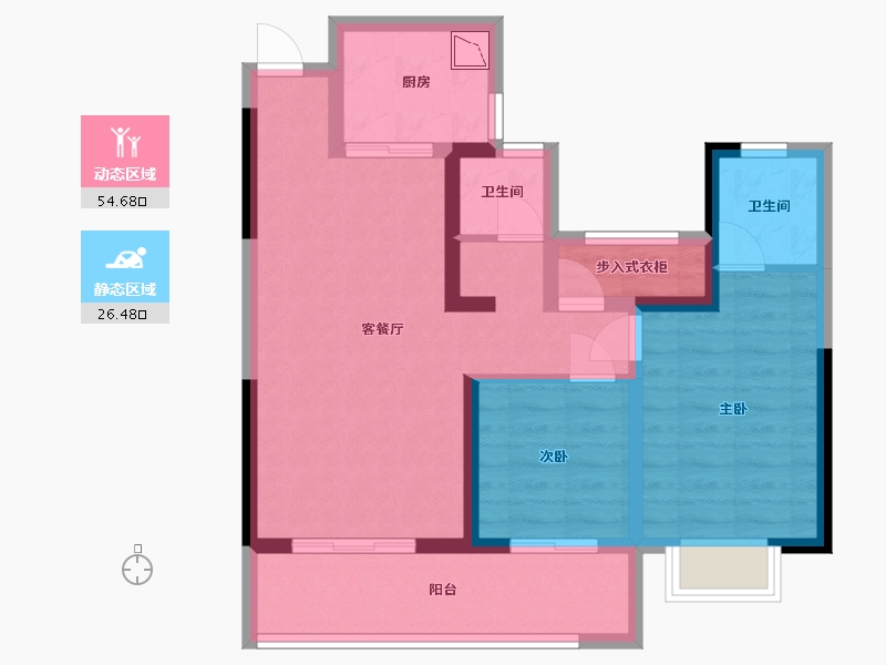 湖南省-长沙市-帝辰金缇水郡1栋,3栋,5栋,6栋建面99㎡-70.96-户型库-动静分区