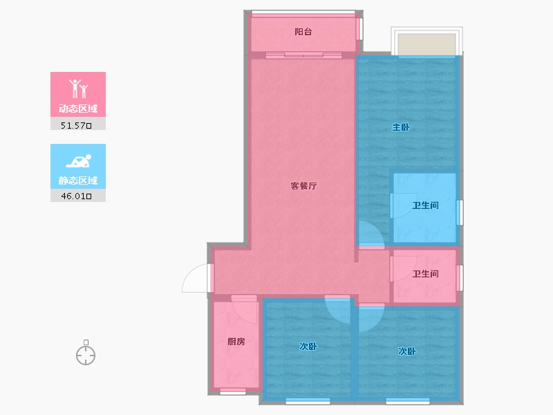 河南省-郑州市-旭辉有园-87.68-户型库-动静分区