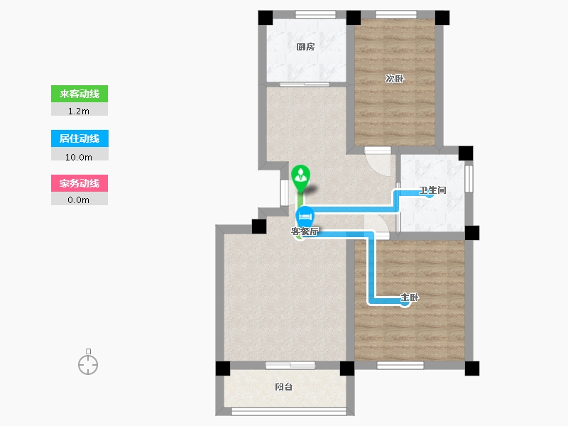 江苏省-南京市-恒建金陵美域B户型79m²-62.97-户型库-动静线