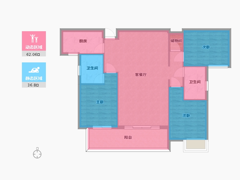 湖南省-长沙市-嘉宇北部湾建面120m2-89.99-户型库-动静分区