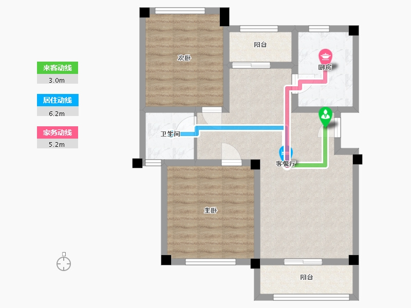 江苏省-南京市-恒建金陵美域C户型87m²-71.01-户型库-动静线