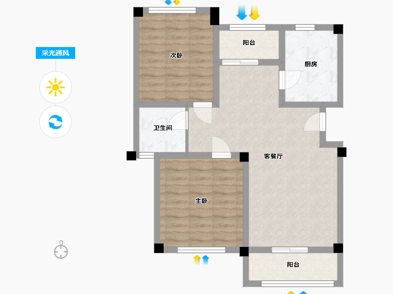 江苏省-南京市-恒建金陵美域C户型87m²-71.01-户型库-采光通风