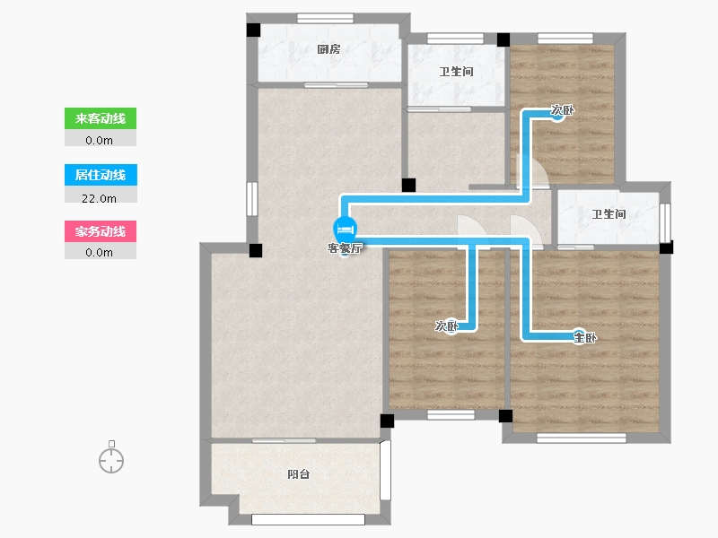 江苏省-南京市-恒建金陵美域E户型114m²-91.95-户型库-动静线