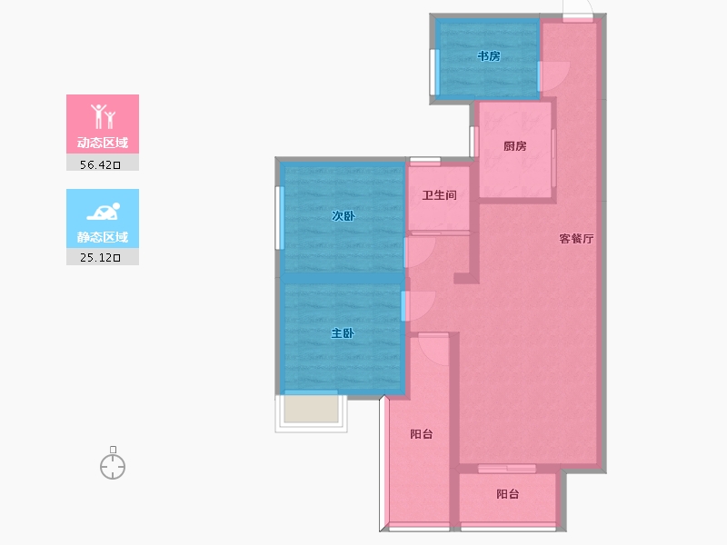 湖南省-长沙市-南璟滨江书苑95m2-71.83-户型库-动静分区