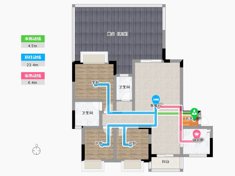 四川省-成都市-西街上院118㎡户型118m²-120.30-户型库-动静线