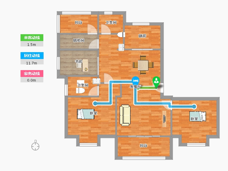 江苏省-南京市-鲁能硅谷公馆115m²-92.62-户型库-动静线