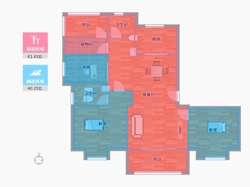 江苏省-南京市-鲁能硅谷公馆115m²-92.62-户型库-动静分区