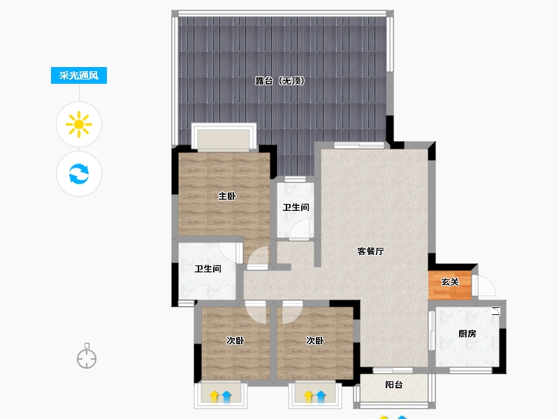 四川省-成都市-西街上院118㎡户型118m²-120.30-户型库-采光通风