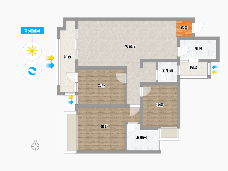 四川省-成都市-城投美庐6号楼117m²-88.47-户型库-采光通风