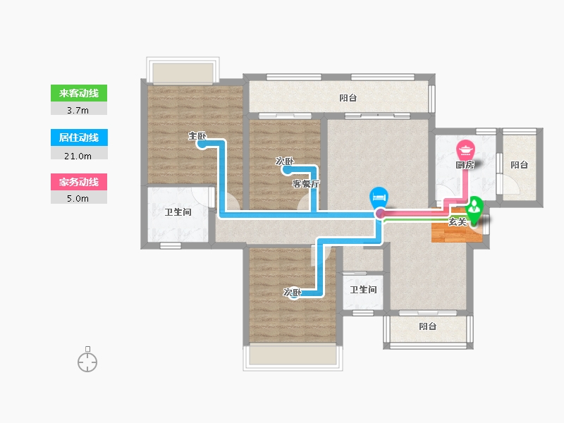 四川省-成都市-城投美庐6号楼132m²-102.91-户型库-动静线