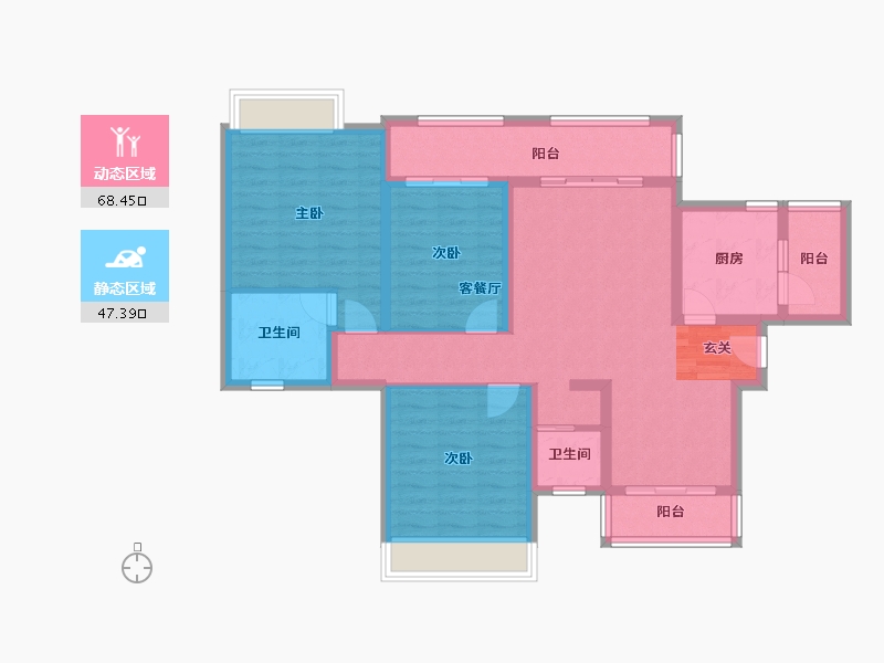 四川省-成都市-城投美庐6号楼132m²-102.91-户型库-动静分区