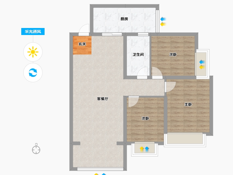 四川省-成都市-嘉和世纪城16号楼106m²-86.37-户型库-采光通风