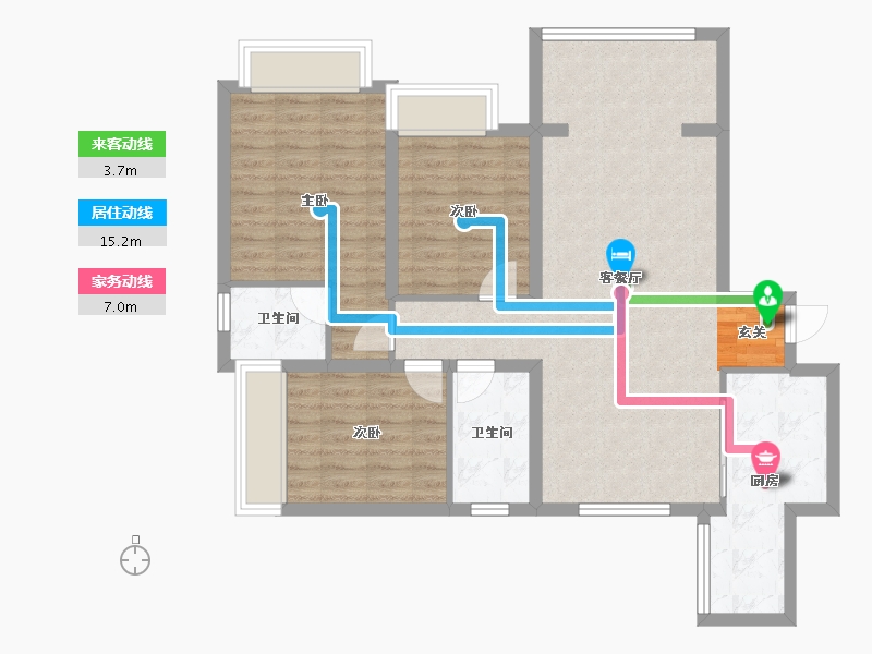 四川省-成都市-嘉和世纪城16号楼114m²-91.70-户型库-动静线