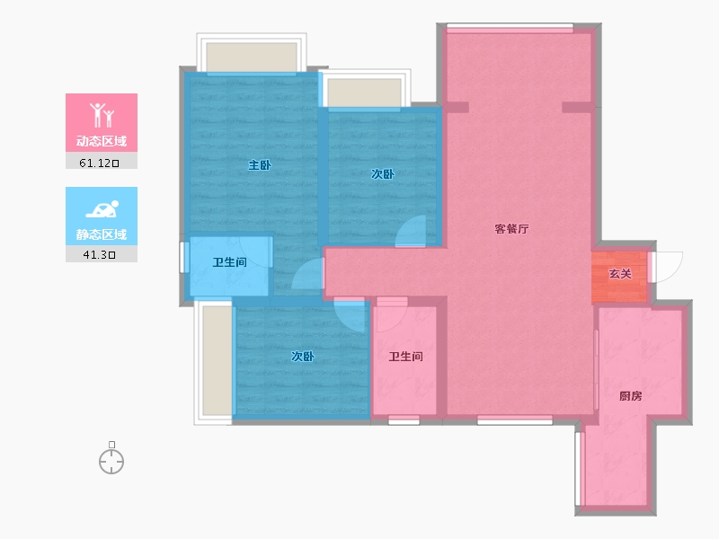 四川省-成都市-嘉和世纪城16号楼114m²-91.70-户型库-动静分区