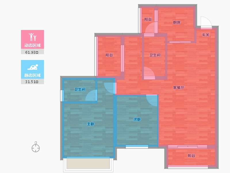 四川省-成都市-奥园玖俪湾3号楼107m²-83.82-户型库-动静分区