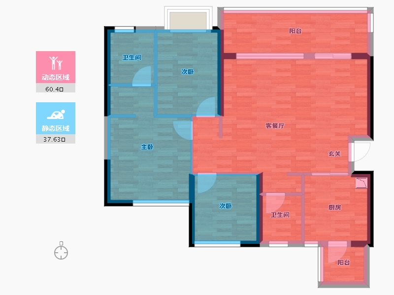 四川省-成都市-恒大滨河左岸2号楼,3号楼,8号楼119m²-88.21-户型库-动静分区