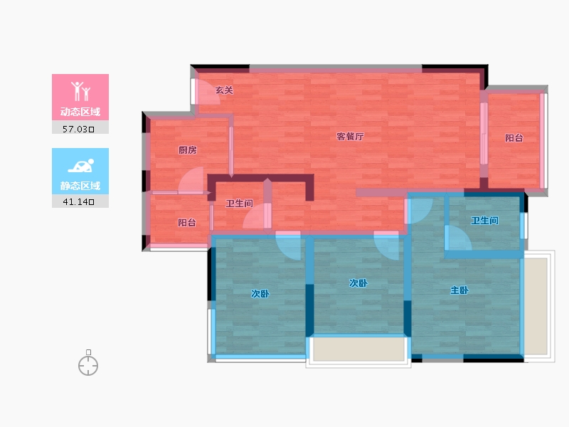 四川省-成都市-天和悦城2号楼108m²-86.58-户型库-动静分区