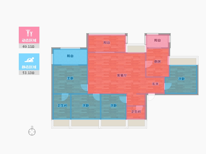 四川省-成都市-凤凰盛景1号楼124m²-103.37-户型库-动静分区