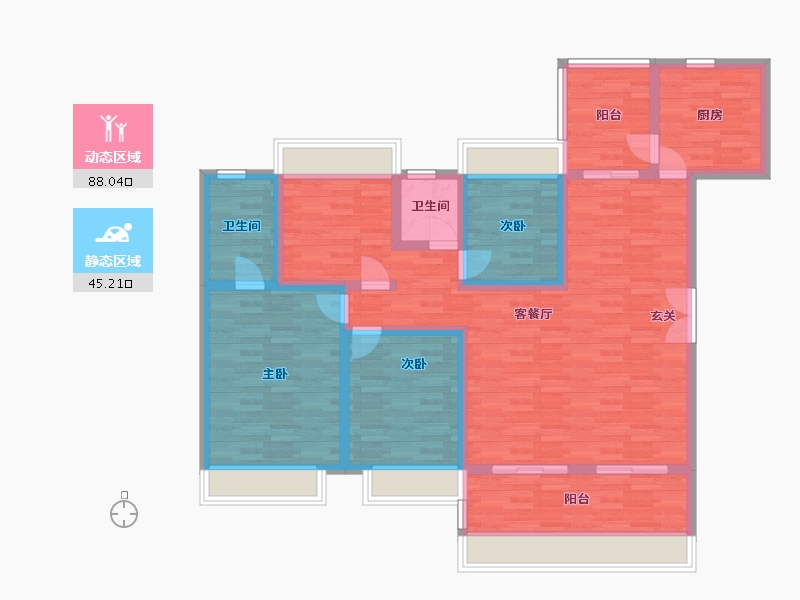 四川省-成都市-深业泰然成都怡湖珑园珑园1号楼158m²-119.42-户型库-动静分区