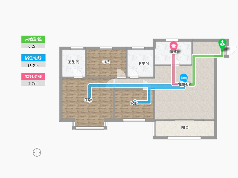 江苏省-南京市-江宁金茂悦B1户型115m²-92.77-户型库-动静线