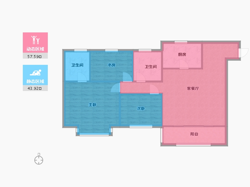 江苏省-南京市-江宁金茂悦B1户型115m²-92.77-户型库-动静分区