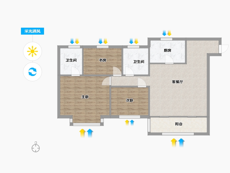 江苏省-南京市-江宁金茂悦B1户型115m²-92.77-户型库-采光通风