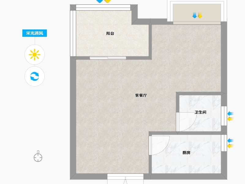 湖南省-长沙市-润和谷山郡5号楼,6号楼,7号楼,8号,2号楼建面44㎡-37.14-户型库-采光通风