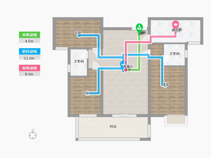 湖南省-长沙市-润和谷山郡23号,22号,21号栋,20号栋建面124㎡-99.20-户型库-动静线