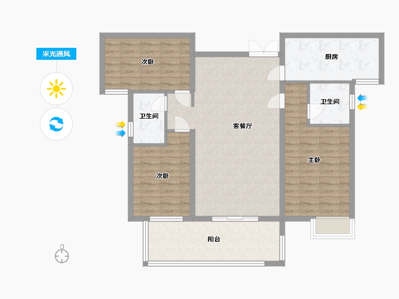 湖南省-长沙市-润和谷山郡23号,22号,21号栋,20号栋建面124㎡-99.20-户型库-采光通风