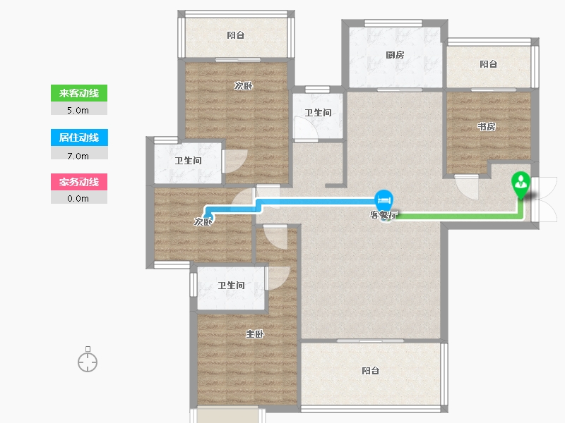 湖南省-长沙市-润和谷山郡23,22号,21号栋,20号栋建面153㎡-122.39-户型库-动静线