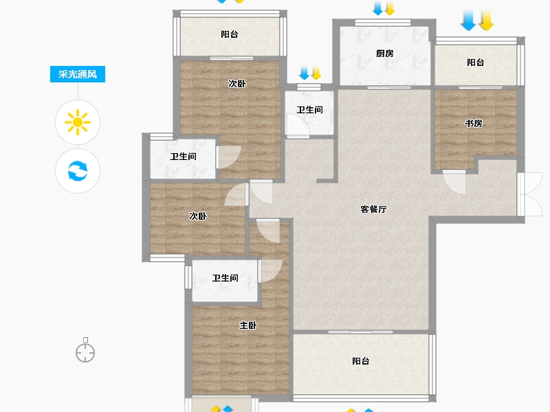 湖南省-长沙市-润和谷山郡23,22号,21号栋,20号栋建面153㎡-122.39-户型库-采光通风