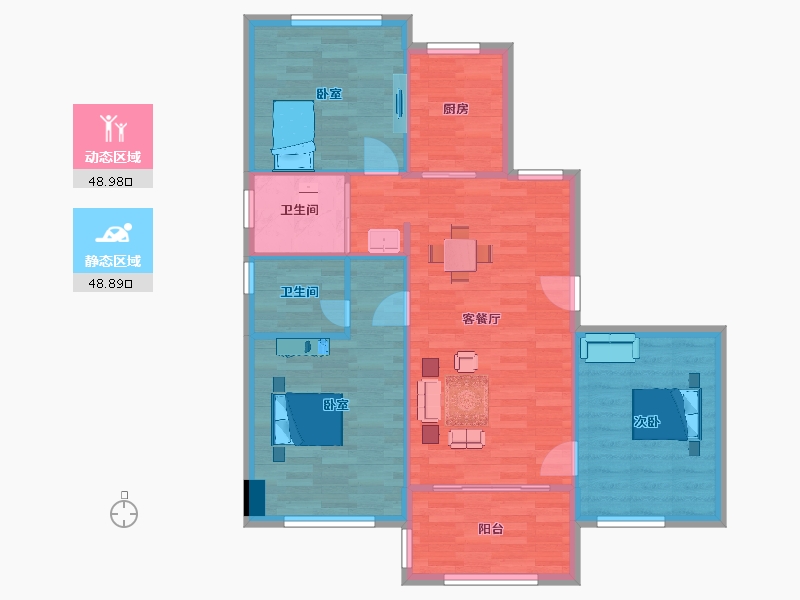 江苏省-南京市-碧桂园汤山源著15幢,13幢,2幢111m²-88.97-户型库-动静分区