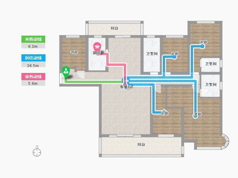 湖南省-长沙市-润和谷山郡23号,22号,21号栋,20号栋建面178㎡-142.39-户型库-动静线