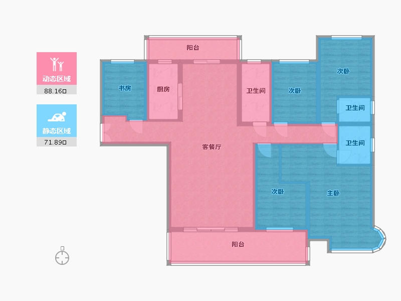 湖南省-长沙市-润和谷山郡23号,22号,21号栋,20号栋建面178㎡-142.39-户型库-动静分区