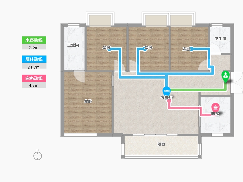 湖南省-长沙市-时代年华2,3,4,7,8,9,10,11,12,13,14,,15,16号楼建面121㎡-91.78-户型库-动静线