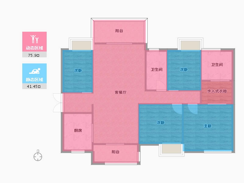 湖南省-长沙市-时代年华4,5,6,7,8,9,10,11号楼建面142㎡-107.40-户型库-动静分区