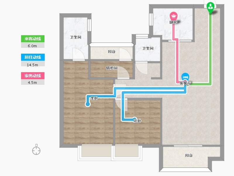 湖南省-长沙市-湾田望江府建面110㎡-79.00-户型库-动静线